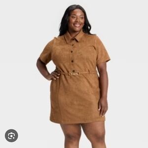 Brown Suede Shirt Dress
